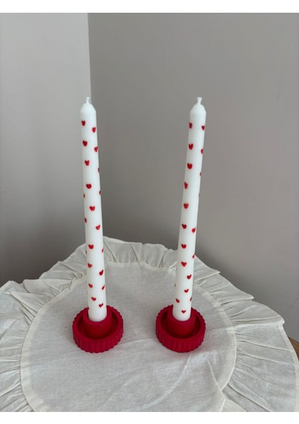 Iki’li Kalpli Şamdan ve Kırmızı Şamdanlık, Amber Kokulu, Şık ve Zarif Tasarım fiyatları