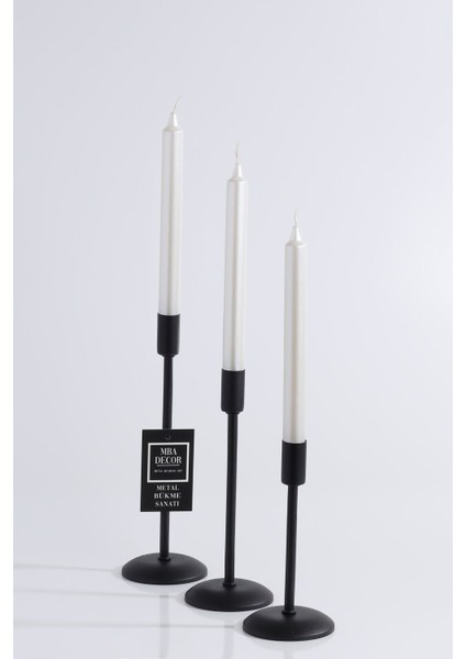 Şamdan Mumluk Takımı, Siyah, Düz Ayak, Dekoratif, Uzun ve Ince Tasarım fiyatları