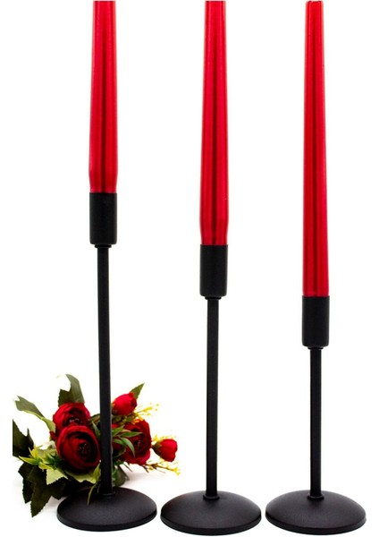 Şamdan Mumluk Takımı, Siyah, Düz Ayak, Dekoratif, Uzun ve Ince Tasarım fırsatları