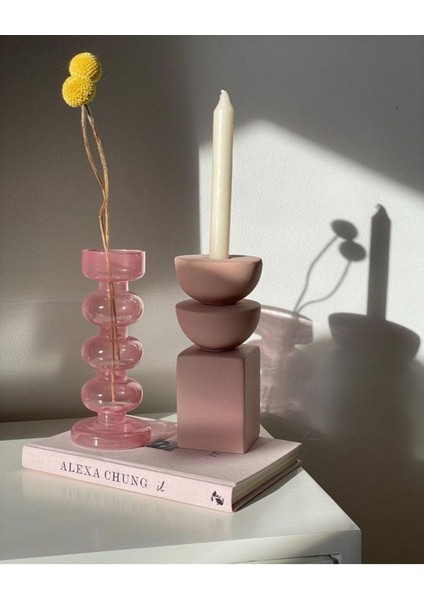 Şık Gülkurusu Modern Tasarım Mumluk, Ev Dekorasyonuna Zarif Dokunuşlar Sağlar