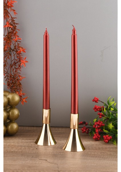 Altın Renkli 2'li Metal Şamdan Seti, Zarif ve Dekoratif Mumlukler fiyatları