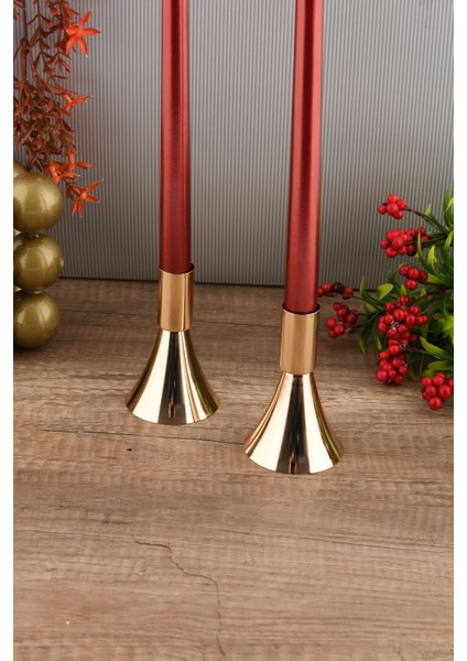 Altın Renkli 2'li Metal Şamdan Seti, Zarif ve Dekoratif Mumlukler modelleri