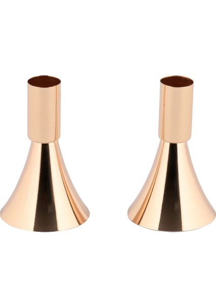 Altın Renkli 2'li Metal Şamdan Seti, Zarif ve Dekoratif Mumlukler indirimleri