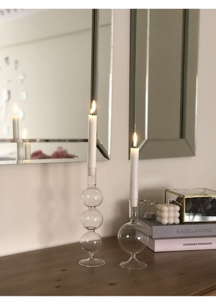 Şeffaf Cam El Yapımı Tırtıl Mumluk, Şamdan ve Dekorasyon Için Zarif Tasarım indirimleri