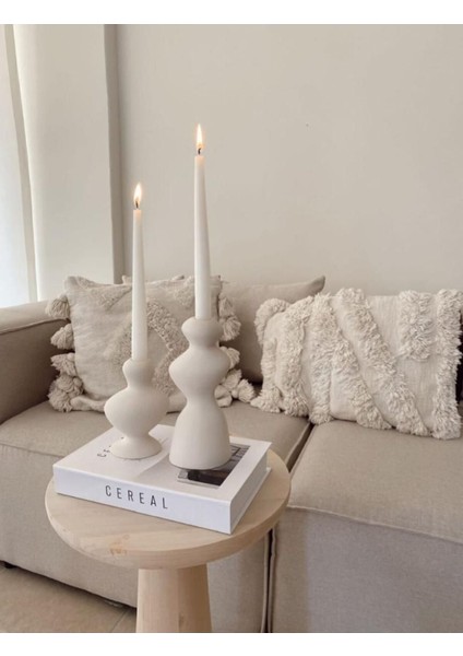 Bej Şamdan Seti, Şık ve Modern Dekorasyon Için Idealdir