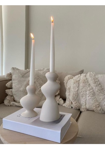 Bej Şamdan Seti, Şık ve Modern Dekorasyon Için Idealdir modelleri