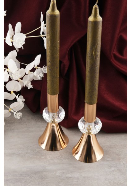 Parlak Kristal Taşlı Gold Şamdan Çiftli Ev Dekoru fiyatları