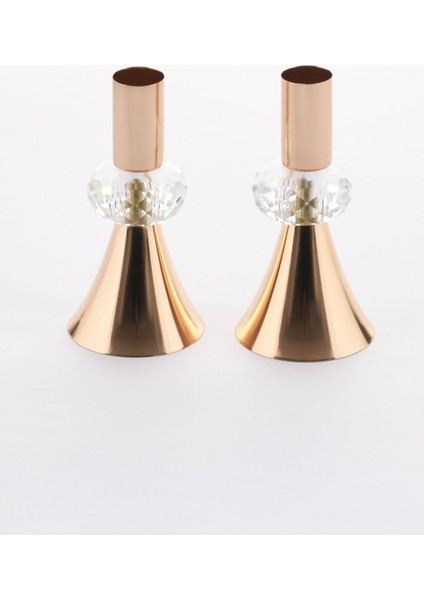 Parlak Kristal Taşlı Gold Şamdan Çiftli Ev Dekoru modelleri