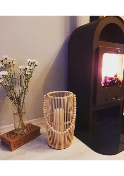 Doğal Bambu Ahşap Dekoratif Fener, Şık ve Çevre Dostu Aydınlatma Ürünü