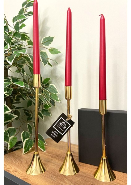 3'lü Topuklu Gold Şamdan Mumluk Seti, Şık ve Dekoratif Ev Aksesuarı indirimleri