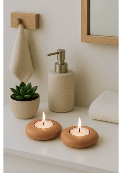 El Yapımı Ahşap Mumluk Seti, Dekoratif ve Şık Minimal Tasarım fiyatları