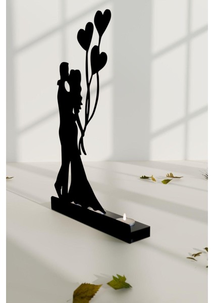 Şık Çift Tasarımlı Metal Mumluk, Mat Siyah Dekoratif Şamdan fiyatları