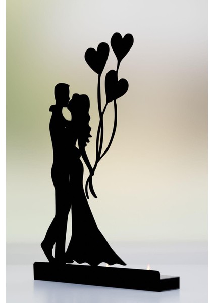 Şık Çift Tasarımlı Metal Mumluk, Mat Siyah Dekoratif Şamdan modelleri