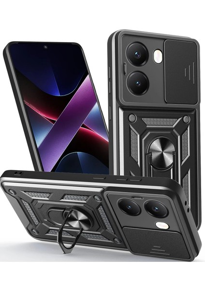 Xiaomi Poco X7 Pro Kılıf Pars Lens Yüzüklü Silikon - Siyah Drstr