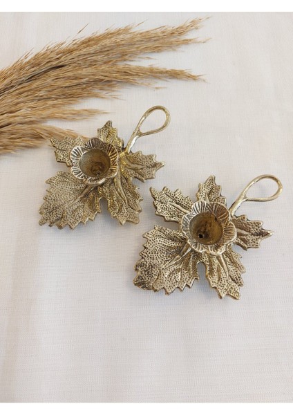 Pirincin Yaprak Formunda Şinanay Mumluk, Metalik Şık ve Zarif Tasarım, 1 Adet