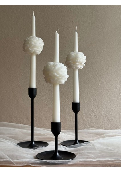 Şakayıklı Şamdan, Şık ve Modern Tasarım, Beyaz Renk, Zarif Dekoratif Aksesuar