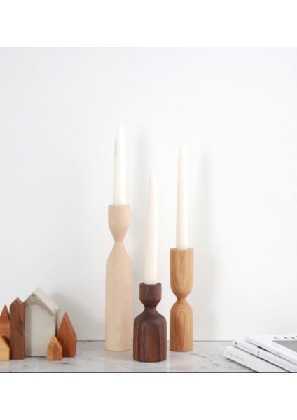 Doğal Ahşap Şamdan Seti 3'lü, Dekoratif, Modern ve El Yapımı, Farklı Boyutlarda fiyatları