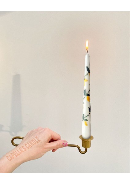 Limon Desenli El Yapımı Şamdan, Kokulu Mum, Sıcak ve Şık Dekorasyon Ürünü fiyatları