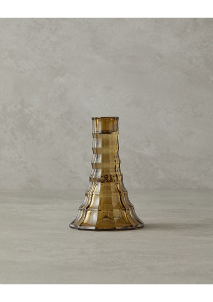 Şık Kahverengi Cam Şamdan, Zarif ve Modern Dekorasyon Için Idealdir fiyatları