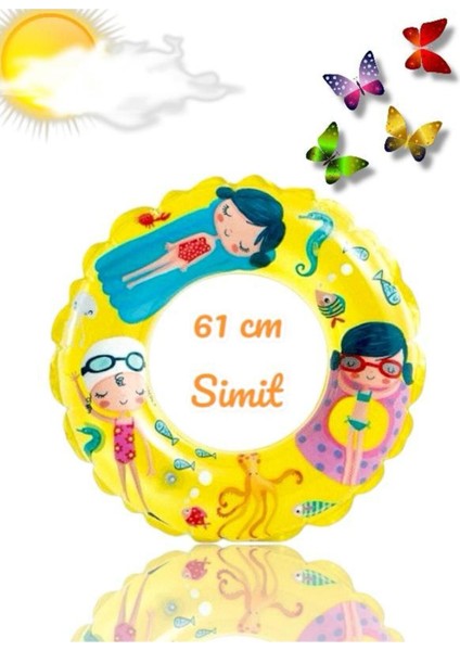 Renkli ve Şık 61 cm Şeffaf Baskılı Simit, Yaz Güneşinde Keyifli Anlar Için Ideal