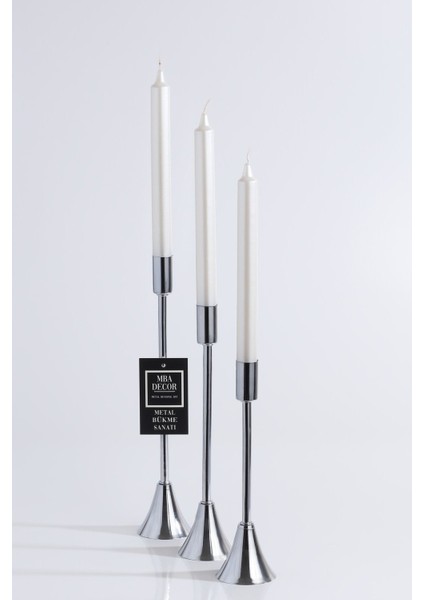 3'lü Şamdan Mumluk Seti, Zarif ve Şık Ev Dekorasyonu Için Ideal modelleri