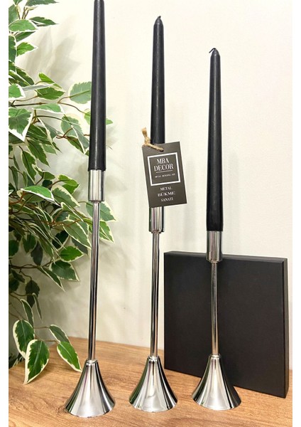 3'lü Şamdan Mumluk Seti, Zarif ve Şık Ev Dekorasyonu Için Ideal