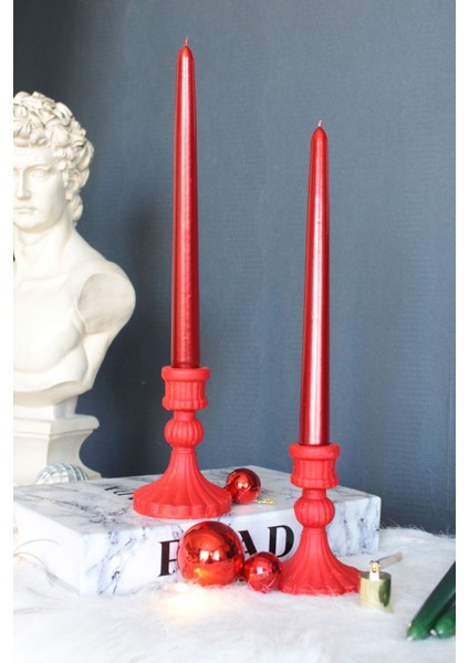 Mor Beton Şamdan Mumluk Seti, Şık ve Modern Dekoratif Aksesuarlar.