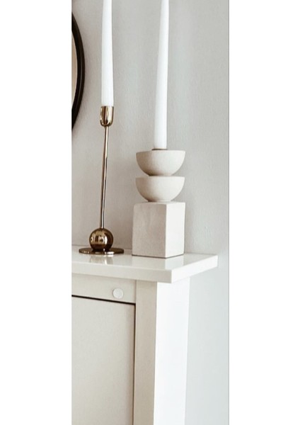 Şık Bej Seramik Şamdan, Ev ve Dekorasyon Için Zarif Tasarım fiyatları