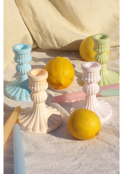 Iki Adet Beton Şamdan Mumluk, Şık ve Modern Tasarım, Pembe Renkli Set indirimleri