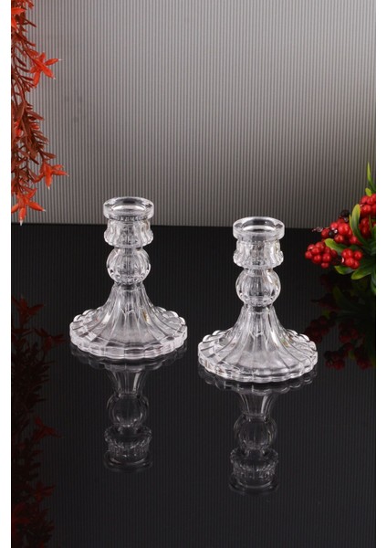 2'li Cam Şamdan Seti, Küçük Dekoratif Kristal Görünümlü Mumlukler fırsatları