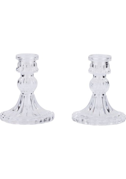 2'li Cam Şamdan Seti, Küçük Dekoratif Kristal Görünümlü Mumlukler indirimleri