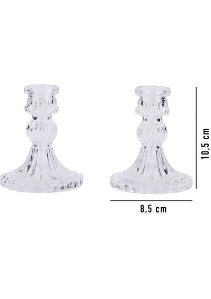 2'li Cam Şamdan Seti, Küçük Dekoratif Kristal Görünümlü Mumlukler