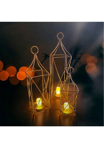 Üçlü Altın Dekoratif Kafes Mumluk Takımı, Şık ve Şampiyona Dokusuyla Evinize Zarafet modelleri