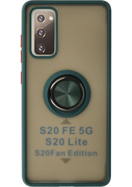 Samsung Galaxy S20 Fe Kılıf Montreal Yüzüklü Silikon Kapak - Yeşil Drstr