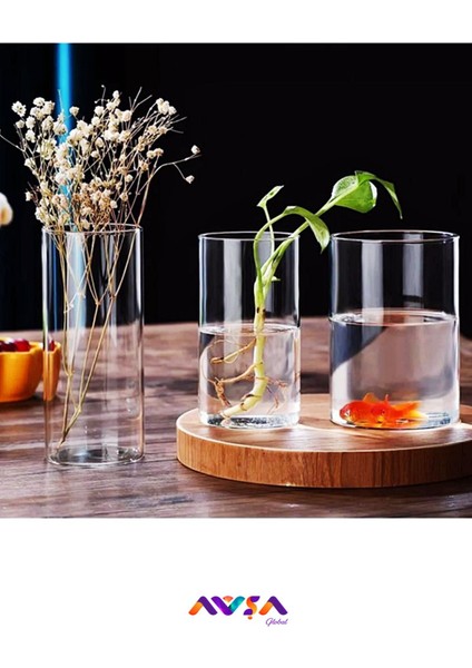 Şık 3'lü Cam Vazo ve Silindir Seti, Yüzen Mum Hediyeli, Söz ve Nişan Için fiyatları