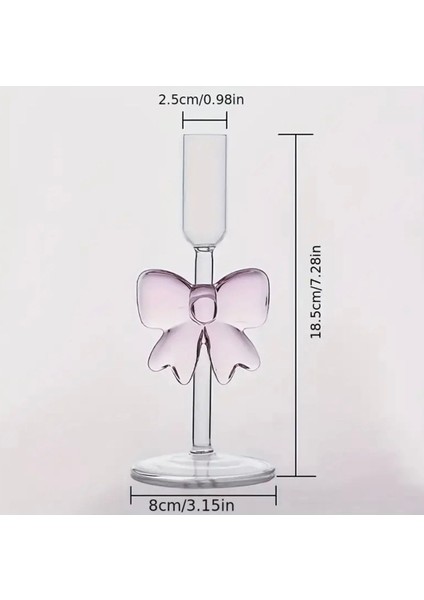 El Yapımı Pembe Şeffaf Cam Fiyonk Şamdan, Şık Dekoratif Aksesuar fırsatları