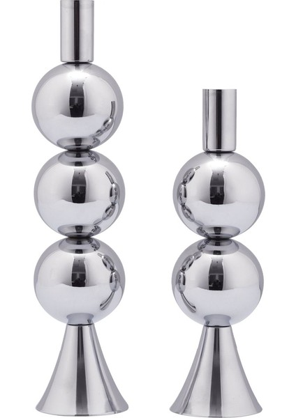 2'li Metal Şamdan Seti Gümüş Renk Dekoratif Mumluklar fırsatları