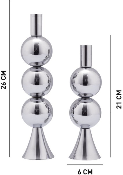 2'li Metal Şamdan Seti Gümüş Renk Dekoratif Mumluklar indirimleri