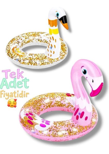Renkli Simit ve Flamingo Temalı Çocuk Eğlence Seti, 61 Cm, 60 kg Taşıma Kapasitesi