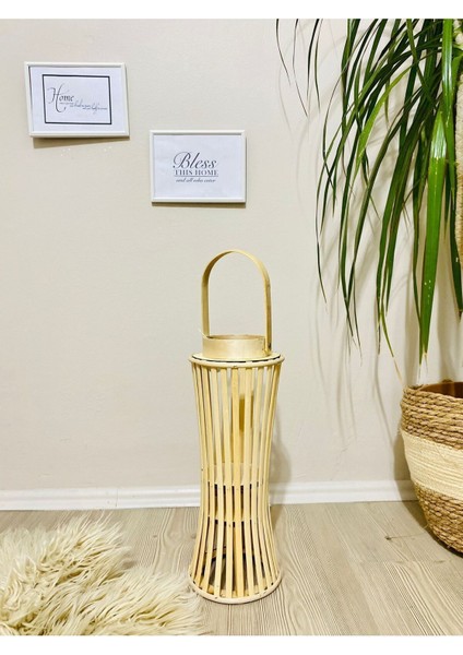 Bambu Fener Mumluk Dekor, Şık ve Doğal Aydınlatma Havası Yaratır