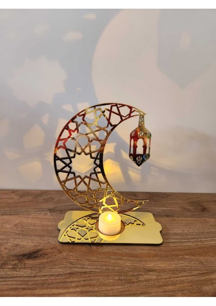 Işıklı Aynalı Dekoratif Mumluk, Gold ve Siyah, Ramazan Süsü Temalı fiyatları