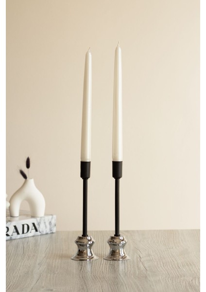 Paslanmaz Metal Dekoratif Şamdanlık Seti, Siyah, 2 Veya 3'lü Seçenekler