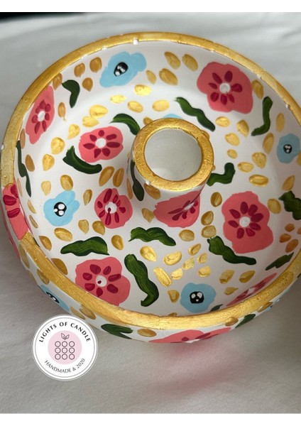 El Yapımı Çiçek Desenli Şamdan ve Mumluk Tütsülük Seti fiyatları