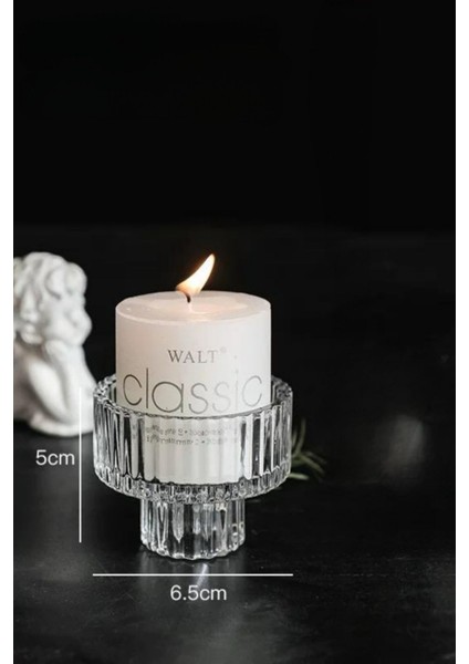 Dörtlü Origami Desenli Çizgili Beyaz Cam Mumluk Takımı fiyatları