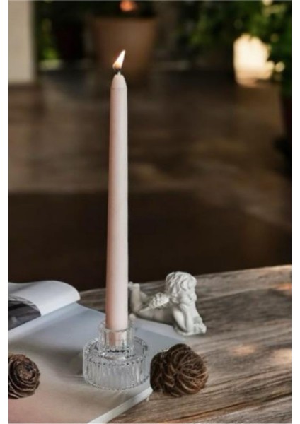 Dörtlü Origami Desenli Çizgili Beyaz Cam Mumluk Takımı modelleri