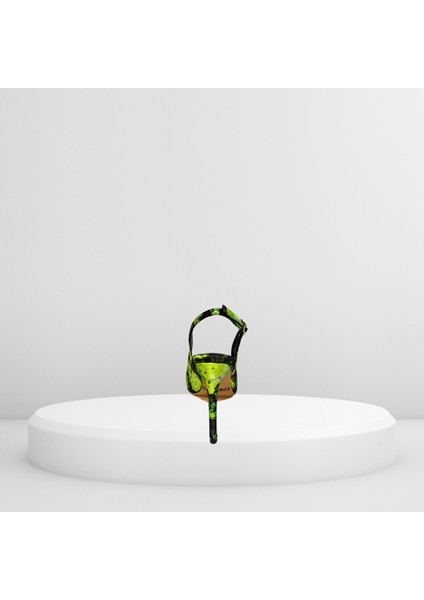 Kadın Özel Üretim Şık Gece Deri Üstü Saten Kaplama Stiletto Topuklu Ayakkabı 25NW001