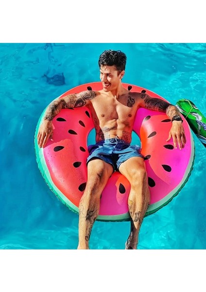 Renkli Karpuz Desenli Şişme Simit 90 Cm, Havuz ve Deniz Keyfi Için Ideal Ürün