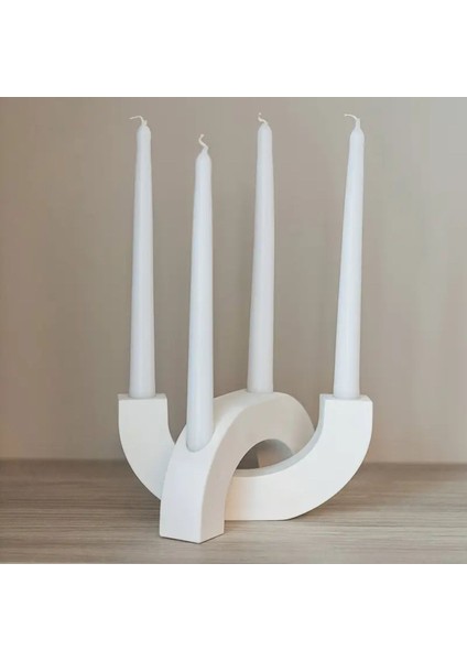 2'li U Şeklinde Beton Mumluk Seti, Ham Beyaz Renk, Şıklık ve Zarafet Sunar modelleri