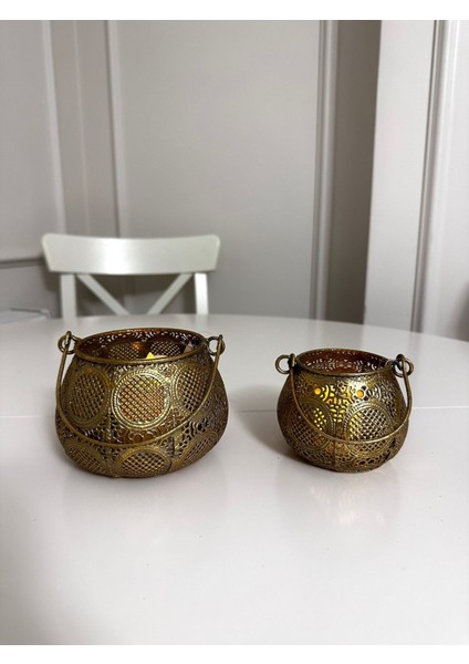 Altın Renkli Metal Dekoratif Mumluk Takımı, Şık ve Şehirli Tasarım fiyatları