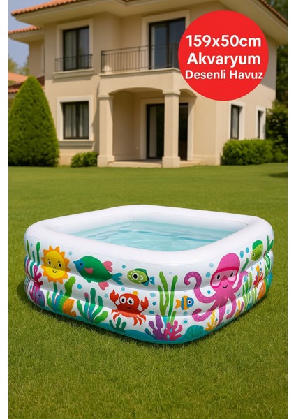 Neşeli Denizaltı Oyun Havuzu Kare 159X50, Eğlenceli Su Aktivitesi Için Ideal